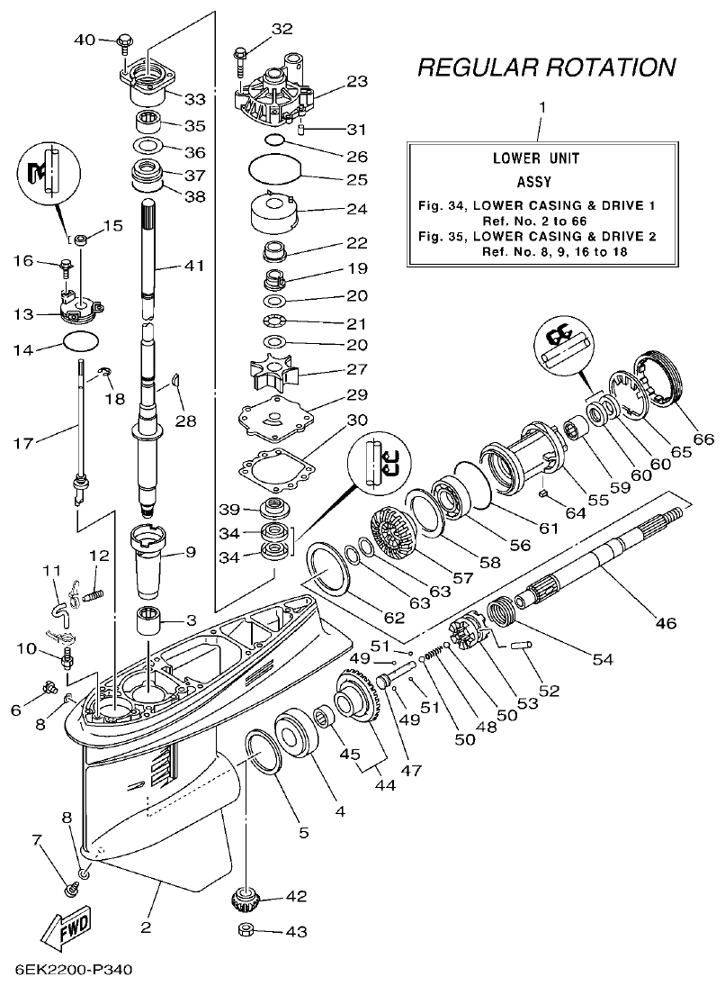 Yamaha F115B, FL115B, FL115BET LOWER CASING & DRIVE 1 parts diagram